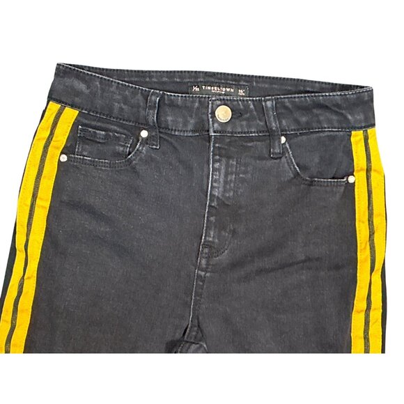 Tinseltown High Rise Striped Ankle Zip Skinny Jeans in Black/Yellow Size 1/25 - Picture 6 of 7